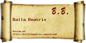 Balla Beatrix névjegykártya